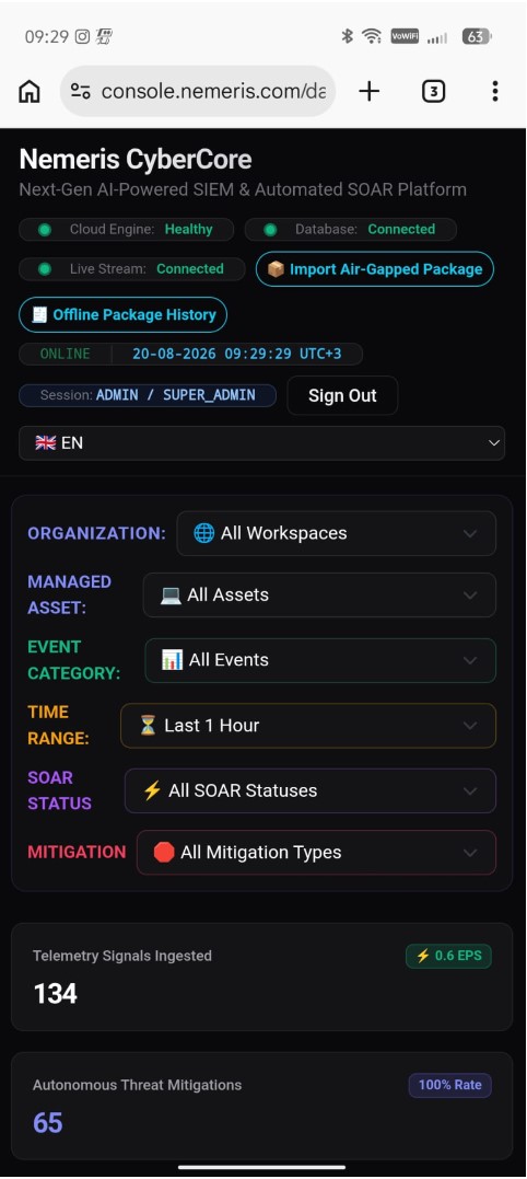 Nemeris CyberCore — Mobile-Ready Operations