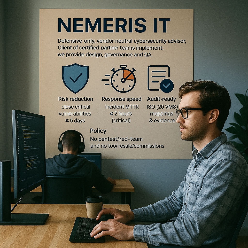 Enterprise cybersecurity advisory — defensive-only, vendor-neutral